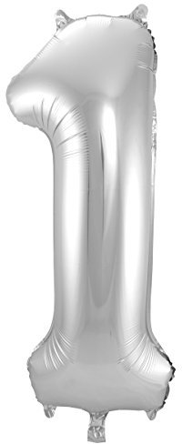 Folat 631716 - Folienballon Zahl 1 - silber - ca. 86 cm