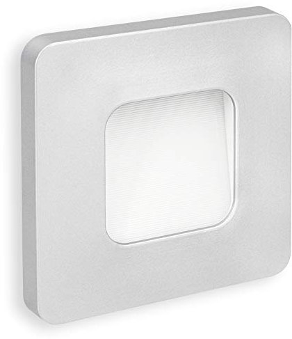 SSC-LUXon® LED Einbauleuchte DEVA quadratisch silber matt - Wand & Treppenleuchte 230V (1W, IP20, warmweiß) für Ø 60 mm Dosen