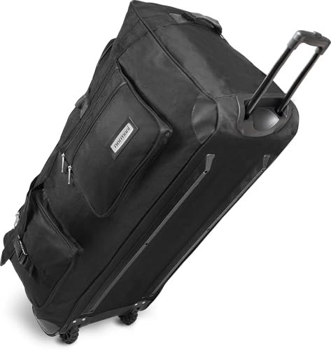 normani XXXL - Schwarzer Trolley - Jumbo Travel - große und leichte Reisetasche mit 2 Rollen für Damen und Herren - Riesen Gepäck Volumen (80-150 Liter) Farbe Schwarz / 80 Liter