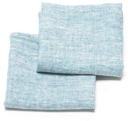 LinenMe Set mit 2 Geschirrtuch Leinen 100%, 46x65 cm Francesca - Leinentuch mit Aufhänger - Geschirrtücher & Küchentücher in Marineblau gestreift, Hergestellt in Litauen