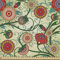 ABAKUHAUS Blumen Stoff als Meterware, Orientalische Inspirationen, Qualitäts Stoff Dekorativer Polster Heimtextilienstoff, 2M (148x200cm), Blasser Teal Rot