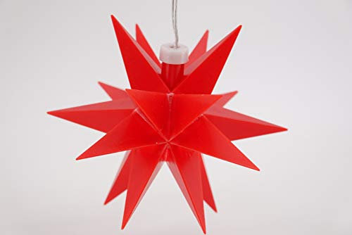 LED 3D Stern rot weiß gelb Adventsstern Batteriebetrieb Timer 6h/18h Weihnachten (rot)