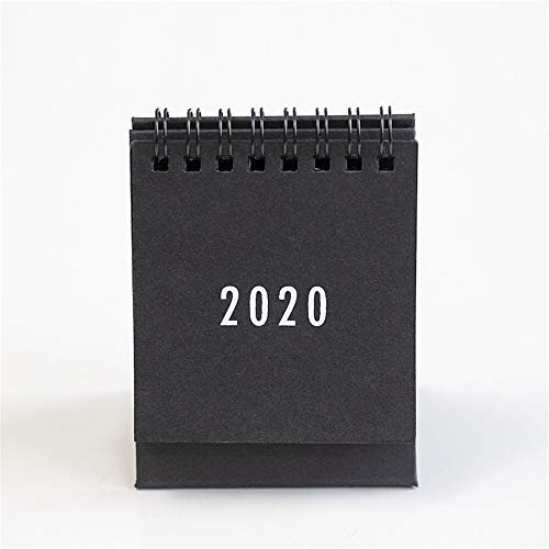 NO LOGO 1 x Schreibtischkalender 2020, schlicht, modisch, schwarz, weiß, grau, 2 Tagespläne, Tischplaner, Jahreskalender, Organizer, Büro (Farbe: schwarz)