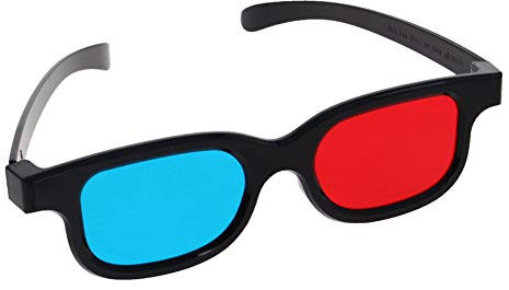 Othmro 3D-Brille mit schwarzem Kunststoffrahmen und Harzlinse, einfacher Stil, 3D-Filmspiel, Rot-Cyan-Anaglyphe, 5 Stück