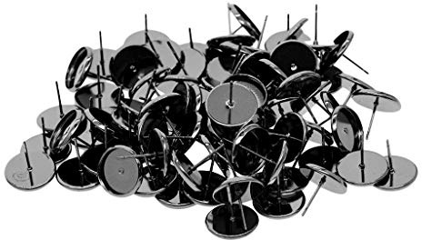 Baoblaze 100pcs DIY Ohrringe Base Einstellung Rohlinge Ohrring Ohrstecker, Schwarz 10mm