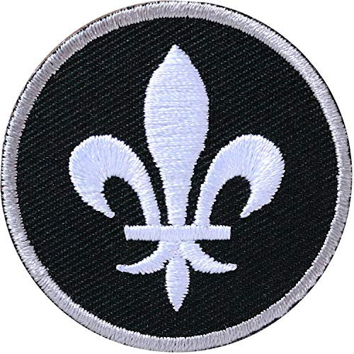 2 x Lilie Patch gestickt 45 mm/Aufbügler Aufnäher Patches Bügelflicken Applikation zum aufbügeln aufnähen Deko/Lile de France Adel Blüte Blume französisch Wappen/Club of Heroes (Schwarz)