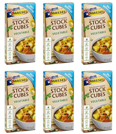 Massel, Cubetti di brodo a ridotto contenuto di sale, senza glutine, brodo vegetale - 105 g, confezione da 12