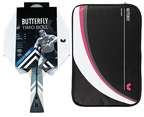 Butterfly Timo Boll Vision 2000 Tischtennisschläger + Tischtennishülle Drive Case 2 | Tischtennisschlägerset | Tischtennis Profi Set