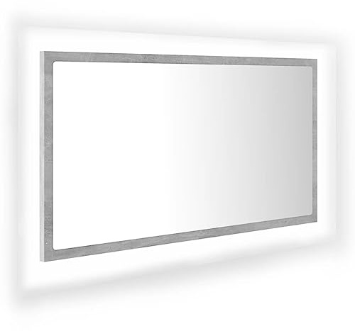 vidaXL LED Badspiegel Wandspiegel Badezimmerspiegel Lichtspiegel Spiegel Hängespiegel Bad Badezimmer Beleuchtung Betongrau 80x8,5x37cm Acryl