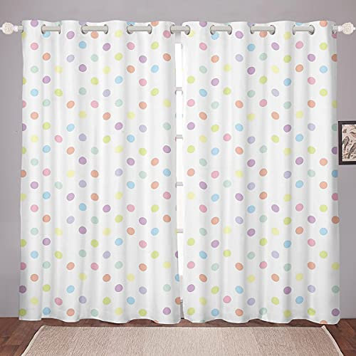 Loussiesd Mädchen Fenstervorhang 137x117cm Mädchen Jungen Bunte Polka Punkte Vorhänge Kawaii Regenbogen Geometrische Kreismuster Blickdichte Vorhänge Für Kinder Jugendliche Zimmer Dekor