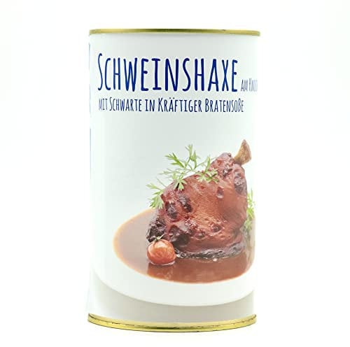 Schweinshaxe am Knochen mit Schwarte und Knochen – in kräftiger Bratensoße 1200g - 700g Fleischeinwage, mit Knochen - große Konserve - Diem - 2-3 Portionen
