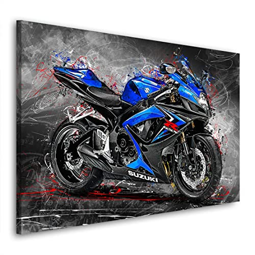 Kunstgestalten24 Leinwandbild Suzuki GSX R 750 Wandbild Kunstdruck Raum- u. Wanddekoration XXL