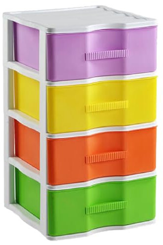 AC - Cajonera de Almacenamiento WGN - 4 Cajones - Torre de Almacenamiento Multiusos para Oficina, hogar, Escuela, etc - 67,5 x 37 x 39 cm - Blancolor Aleatorio