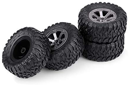 1:16 ferngesteuertes Militärautoteil,4PCS/Set Crawler-Reifen, RC-Gummireifen, RC-Zubehör, RC-Crawler-LKW-Offroader-Gummireifen und Felge, kompatibel mit 1/16 Crawler
