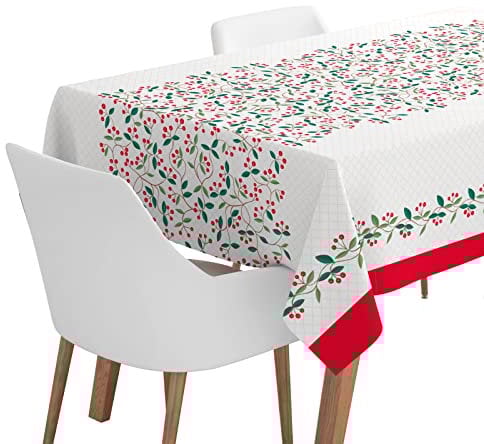 Horeca Collection 1 pezzo - Tovaglia in carta pieghevole impermeabile 220 x 140 cm con tema natalizio e motivo Agrifoglio. Tovaglia di Natale, 100% riciclabili celebrazioni ed eventi.