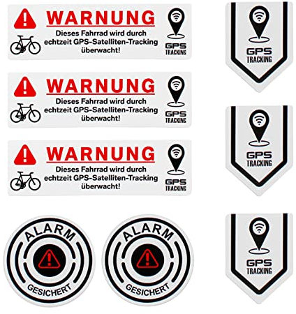 BIKE-label Anti Diebstahl Sticker 8 Stück GPS Alarm Aufkleber für Fahrrad Handy Laptop X900263VA