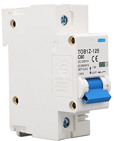 Vikye 80A DC250V Leitungsschutzschalter, 1P 10KA Ausschaltvermögen Flammhemmender Leistungsschalter Passend für Solar-PV-Anlage, 35mm DIN-Schienen-Installation