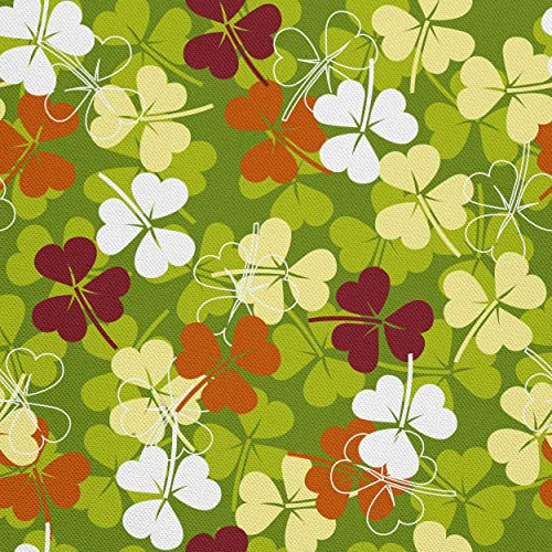 HEKO PANELS Stoff Oxford Wasserdichte Meterware Canvas-Stoff Polyester Stoff Zum Nähen Nähstoffe Möbelstoffe Dekostoffe Handwerken Wasserabweisend Blickdicht Kleeblätter Shamrock 1 Meter 155 x 100 cm