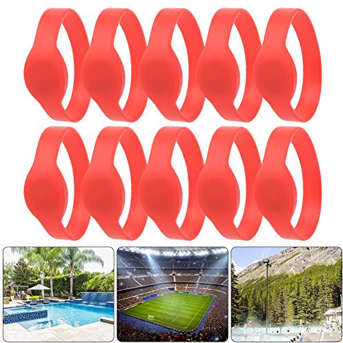 10 Stück 125 kHz RFID, Armband IP68 Wasserdicht 125 kHz RFID T5577 Armband Silikon-ID-Karte für Schwimmbad, Sauna, Schwarz (Rot)