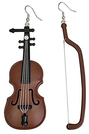 Orecchini pendenti lunghi asimmetrici a forma di violino in acrilico, per donne e ragazze, divertenti e carini, con gancio, leggeri e alla moda, idea regalo, Acrilico, Nuovo