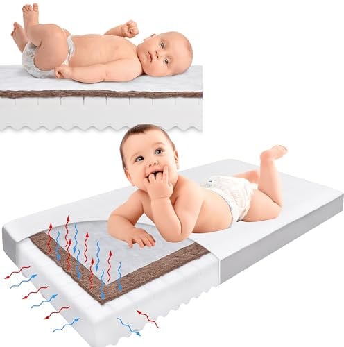 Manufaktura Materacy Babymatratze Kokos 120x60 - Schaumstoff-Kokosnussmatratze - Fest - Einzelbettmatratze
