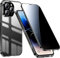 Privacy Case for iPhone 15 Pro Magnetic Cover,Anti-peep Tempered Glass Double-sided Phone Case with Camera Cover,iPhone 15Pro 360 Full Body Protection Metal Bumper Anti-Spy Case,Titanium Black