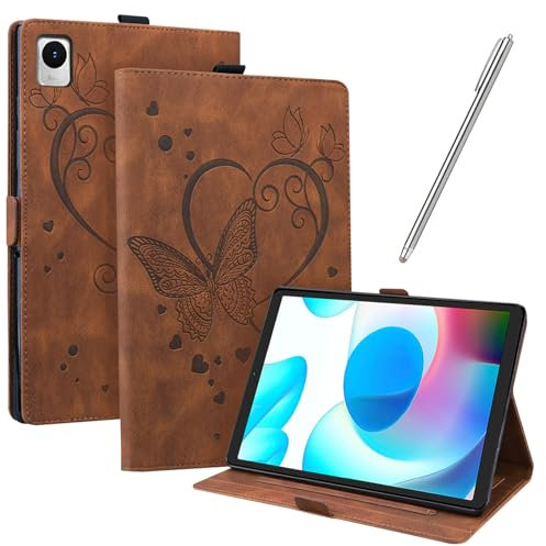 JayModCase Hülle Kompatibel mit Oppo Realme Pad Mini 8,7 Zoll PU Leder Schutzhülle Standfunktion Kartenschlitz Stifthalter Flip Cover (Braun)