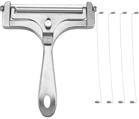 Trancheuse à fromage en alliage d'aluminium, MYLERCT avec rouleau et fil de coupe réglable, échelle précise pour couper le beurre, fromage trancheuse avec 4 fils supplémentaires