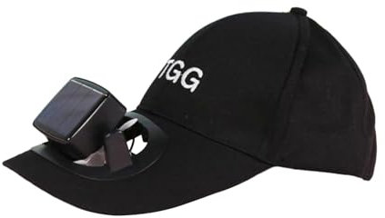 Baoblaze Sun Visor Hats with Fan, Solar or USB Charging Fan Visor Hat, Adjustable Sun Hat Built in Fans for Running/Outdoor/Hiking,Logo A,Black
