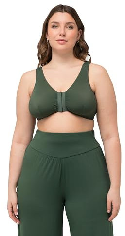 Ulla Popken Damen Bustier, Vorderverschluss 689668 BH, Khaki, 95D