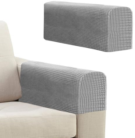 Niuoppy 2Pcs Armchair Covers Protectors Slipcover, Sofa Arm Covers Anti-Slip, Thickened Arm Rest Covers for Sofa Chair Protector Couches Recliner(Light Grey)