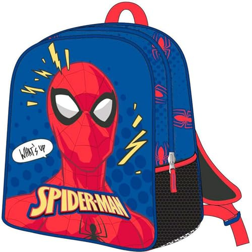 Spiderman Kinderrucksack, Blau, Reißverschluss, 25x31x10cm, Kinderrucksack mit 3D-Details, gepolsterte Griffe, entworfen in Spanien, Estándar, Casual