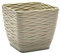 Tradineur - Maceta Cuadrada con Plato - Diseño Wind - Fabricado en plástico - Ideal para jardín Exterior, terraza o balcón - 14 x 15 x 15 cm - Color Beige