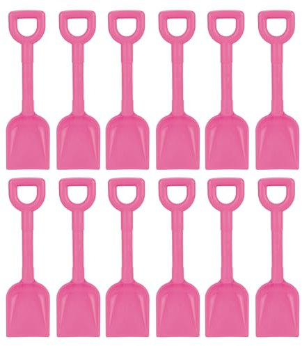 Childrens Kids Small 24cm Plastic Beach Spades - Pink - Set of 12