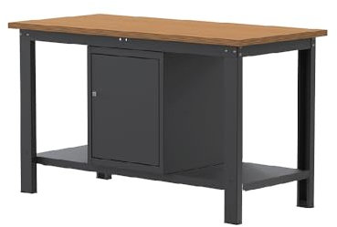 SOGI X3N_104L Werkbank 1,5 m - Holzplatte - Schrank mit Tür - Anthrazitgrau