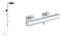 Set aus Ideal Standard BD585SI Alu+ Duschsystem mit 2 Ablagen, 2-Funktionshandbrause, 2-Funktionskopfbrause, Brauseschlauch 175cm, Silber (Silver) + BD582SI Alu+ Brausethermostat für Dusche, Aufputz