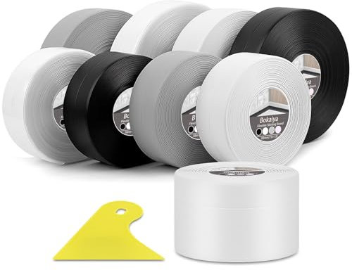 Bokaiya Sigillante Impermeabile, 5m*70mm Battiscopa Morbido PVC Sigillante Autoadesivo Nastro, Impermeabile, Antiolio e Antimuffa Utilizzato per Piastrelle da Cucina/Bagno, Mobili, ecc (Bianco)