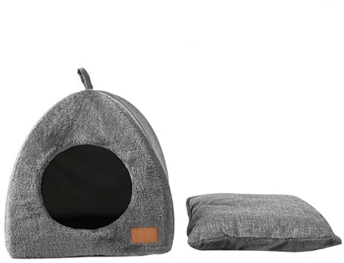 Hintyne Katzenbett Iglu Katzenhütte Tragbares Katzenhausbett Dreieckiges Tierheim Haustierbetten für Katzen Katzenbett Iglu Katzenhöhle Nest Schlafbett für Kätzchen Katze S