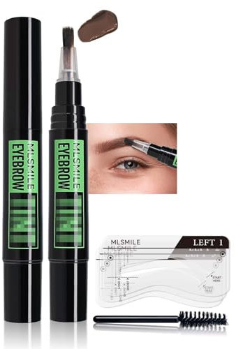 Flüssige Eyebrow Gel Peel Off, Wasserfest Augenbrauen Colour Gel mit Augenbrauenschablone & Pinsel, Schnelles Trocknen & Hochpigmentiert 3D Eyebrow Colouring Gel, Bis Zu 2 Wochen, Natürlich Braun