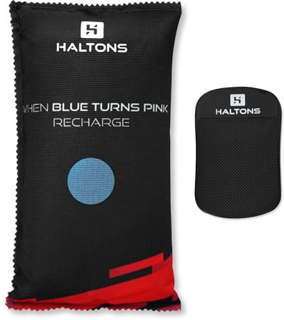 Haltons 1kg Reusable Car Dehumidifier Bag with Indicator & Anti-Slip Pad – Silica Gel Car Moisture Absorber, Ideal Dehumidifier Bags for Car, Closets & Storage – 28x16x4cm for Condensation Control
