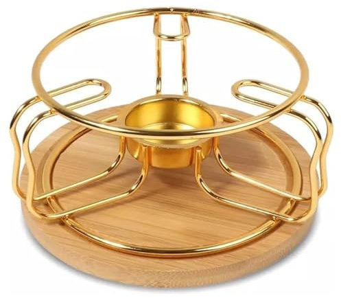 Heat Resistant Glass Infuser Teapot with Warmer Stand – 1200ml, 1400ml, or 1600ml Capacity – Ideal for Loose Leaf Tea, Herbal Infusions (Gold, Gold Stand)