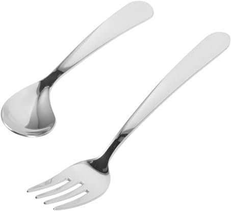 GRADENEVE Gewichteter Kleiner Löffel Aus Edelstahl Ergonomische Abgewinkelte Handgabel Metallgabel Für Behinderte Abgewinkelter Esslöffel Als Hilfsgeschirr Für Täglichen Gebrauch