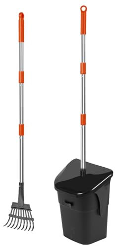 Pooper Scooper Swivel Bin &Rake for Medium&Large Dogs,101cm Long Handle Adjustable Dog Pooper Scooper with 20 Waste Bags,Portable Poop Scooper for Pet Waste,Dog Poop Picker for Dogs for Garden,Yard