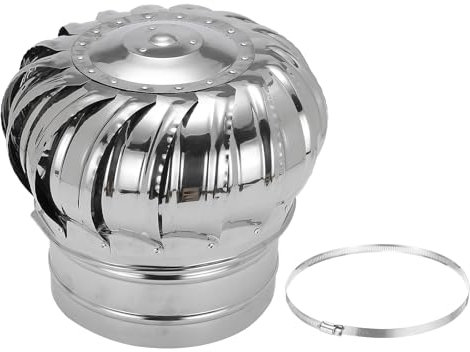 PATIKIL 7.9 Inch Exhaust Cap Roof Flue Vent Stainless Steel Roof Vent Wind Turbine Cap Cover Round Rotation Flue Vent for Outside Chimney Cover Flue Caps