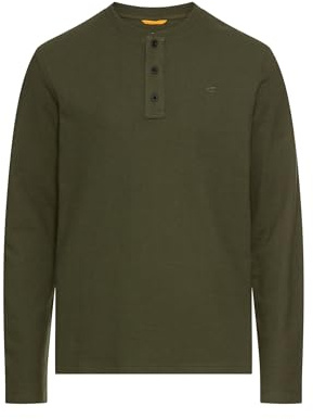 camel active Herren Henleyshirt aus Reiner Baumwolle Waldgrün, Menswear-XL
