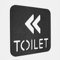 Panneau de direction WC, panneau MDF noir, 14,5 x 14,5 cm, support mural flèche gauche