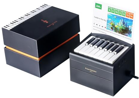 Sänger Taylor Klavierkalender 2025 Spielbarer Klavier Tischkalender mit 27 Musikkalenderkarten 52 Lieder Bluetooth Kreativer Zeitmesser Kalender Weihnachten für amilie, Freunde (schwarz)
