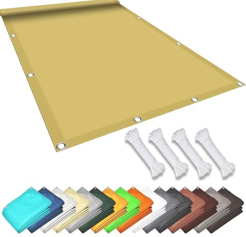 Sun Shade Sail Water Resistant 1.6 x 2.7 m 98% UV Block Weather Resistant Pergola Awnings Sail Fixing for with Free Rope for Garden Patio Terrace, Sand yellow