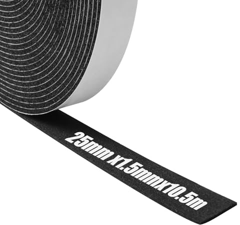 Foam Insulation Tape Self Adhesive,25mm(W) x1.5mm(T) x10.5m(L),Weather Stripping for Doors and Windows,Sound Proof Soundproofing Door Seal,Weatherstrip,Cooling,Air Conditioning Seal Strip