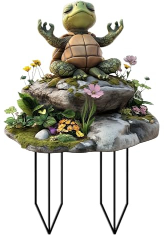 Dekorativer Gartenstecker – Gartenstecker, 30 x 20 cm, Acryl-Ornament mit 2D-Yoga-Schildkröten-Design, Innen- und Außendekoration für Gärten, Hof, Terrasse